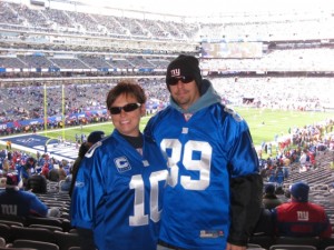 Merri Beth and Jason ready to watch the NY Giants play