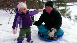 Coco and Merri Beth enjoy the snow