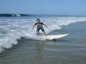 Zander catches his first wave at Playa Avellana
