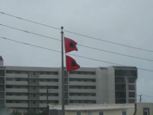 Hurricane flags fly in Wrightsville Beach