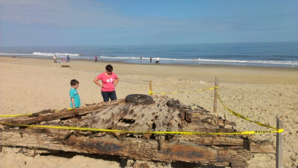 A shipwreck washed ashore in Nags Head