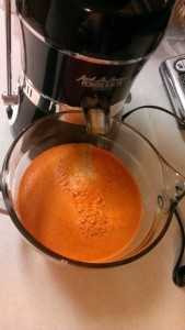Carrot, apple, and ginger from the juicer.