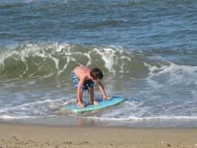 Zander on the boogie board